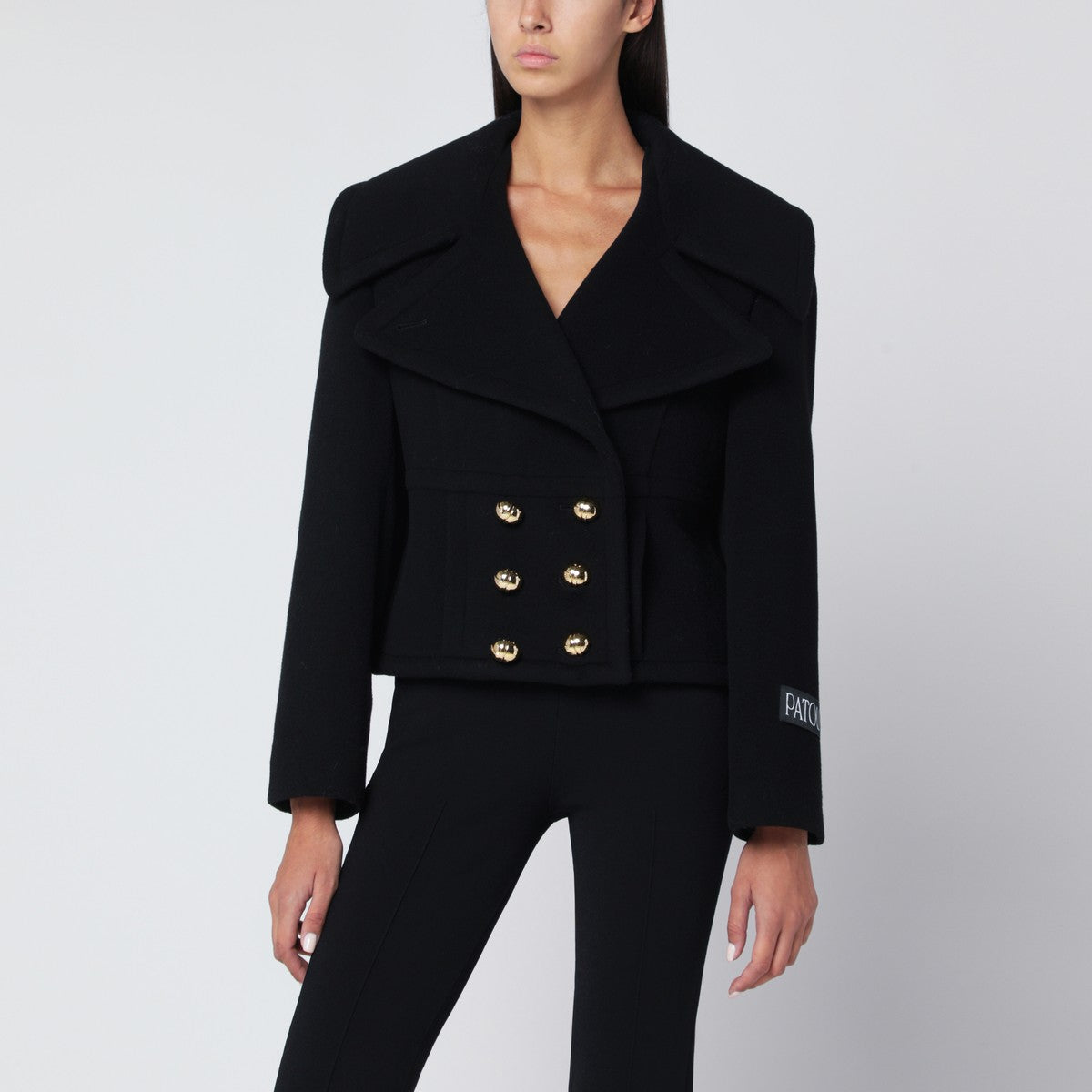 Patou Patou Short black double-breasted coat
