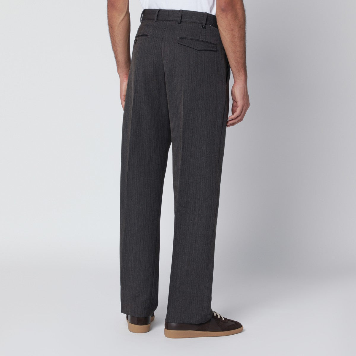 PT Torino PT Torino Brown striped wool trousers
