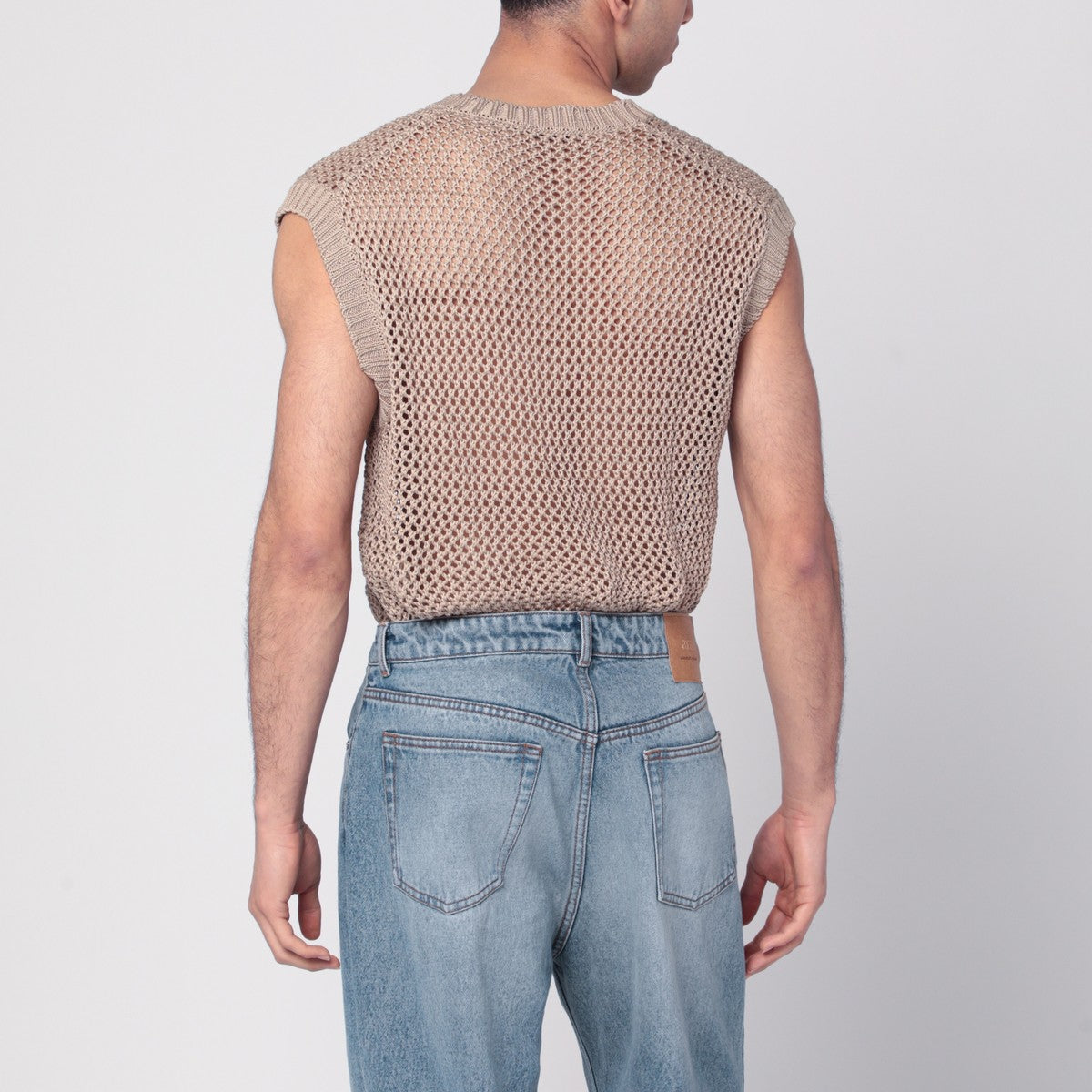 Tagliatore Tagliatore Perforated dove grey cotton waistcoat