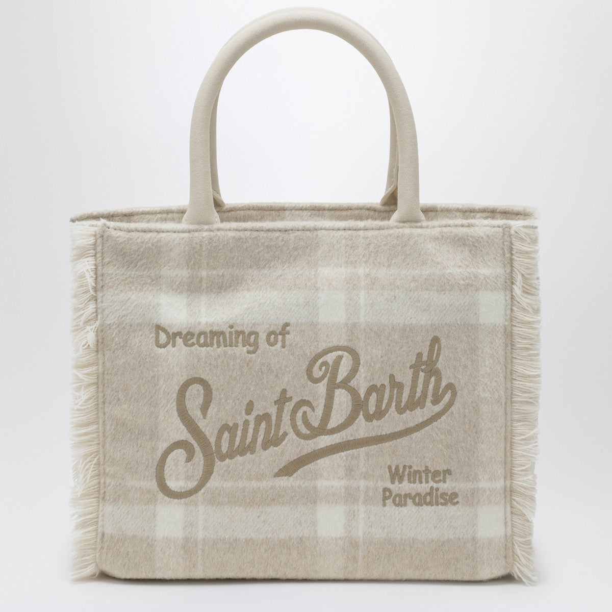 MC2 Saint Barth MC2 Saint Barth Light beige check-pattern Vanity tote bag
