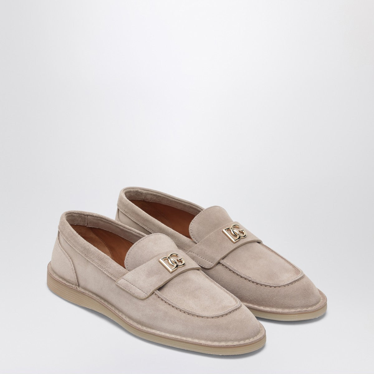 Dolce & Gabbana Dolce&Gabbana Desert-colored suede loafers with DG logo