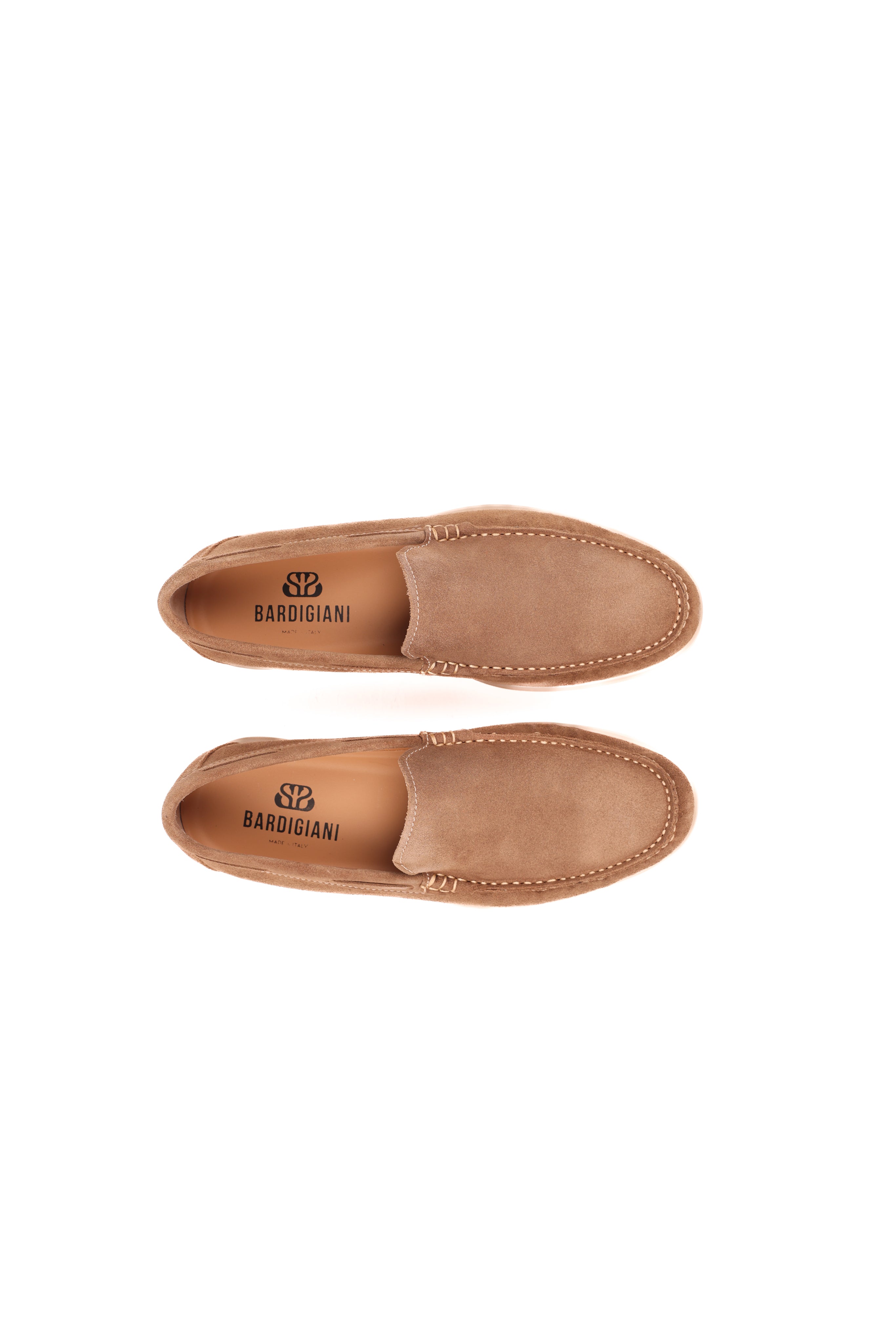Bardigiani beige suede loafers top view