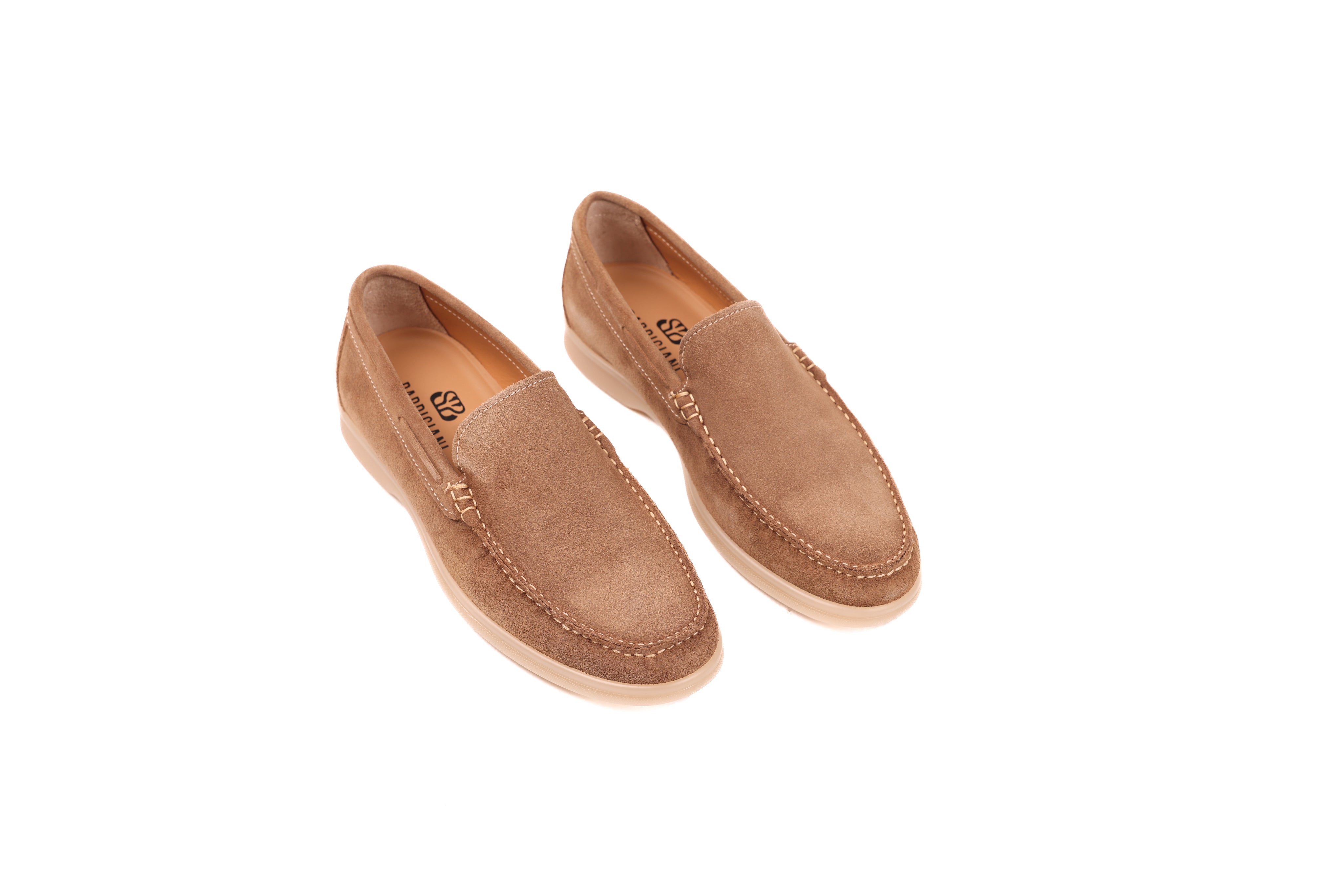 Brdigiani Beige suede loafers pair