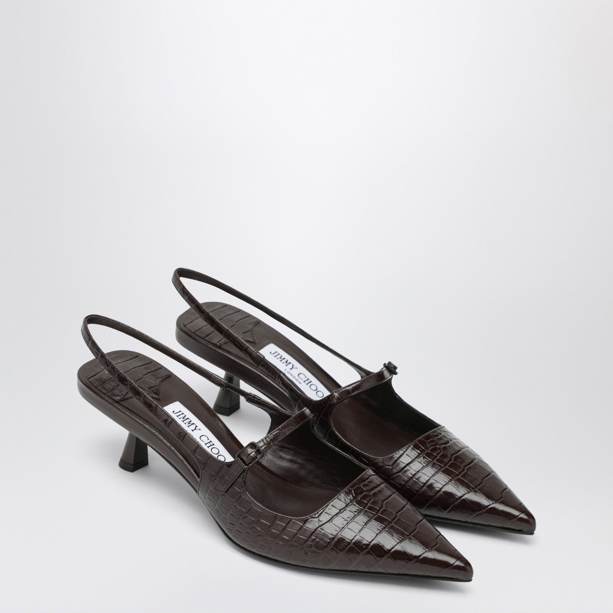 Jimmy Choo Jimmy Choo Didi 45 brown crocodile effect neckline