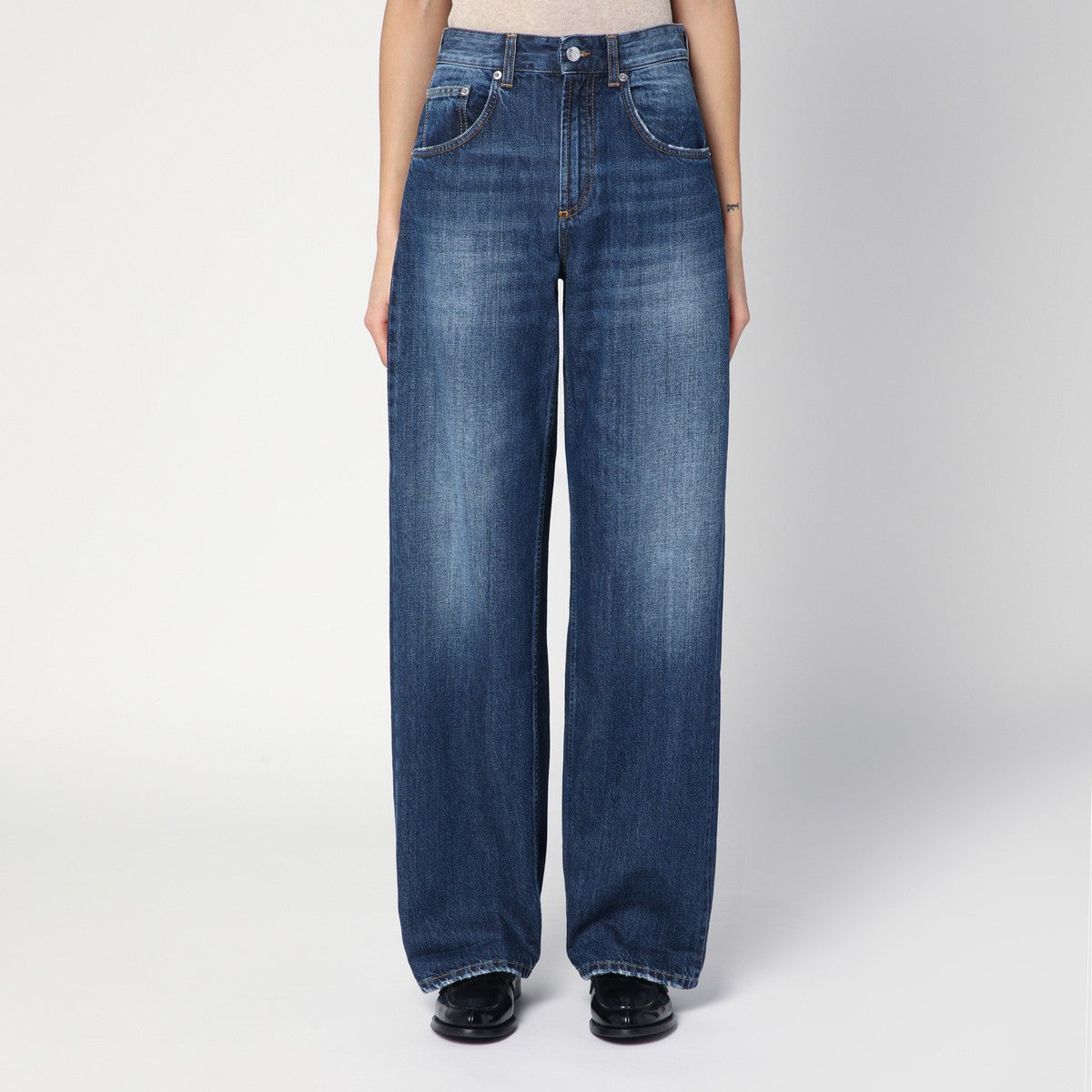 Department 5 Wide-leg Pop blue jeans with washed effect