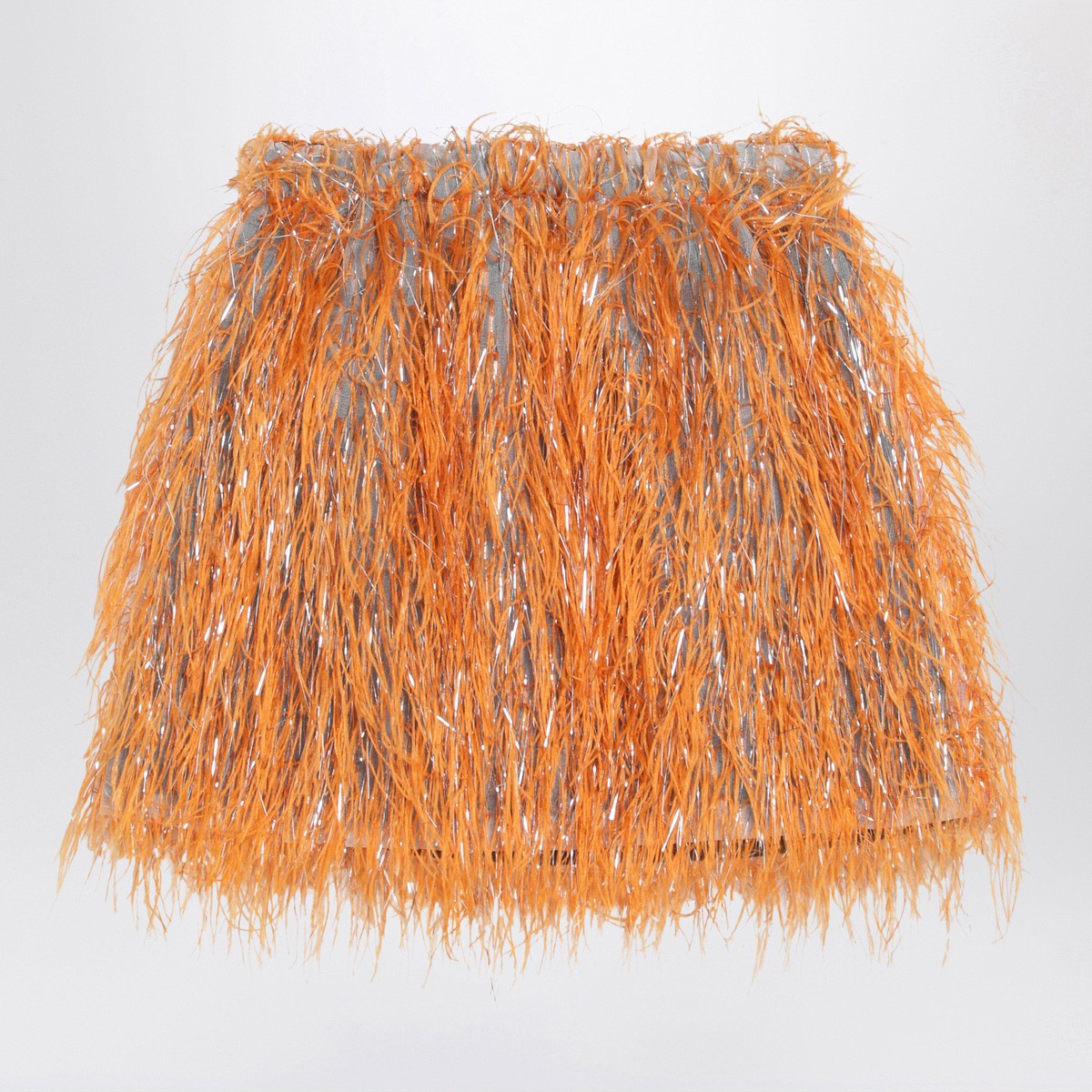 Douuod Douuod Orange Maracaibo skirt with feathers