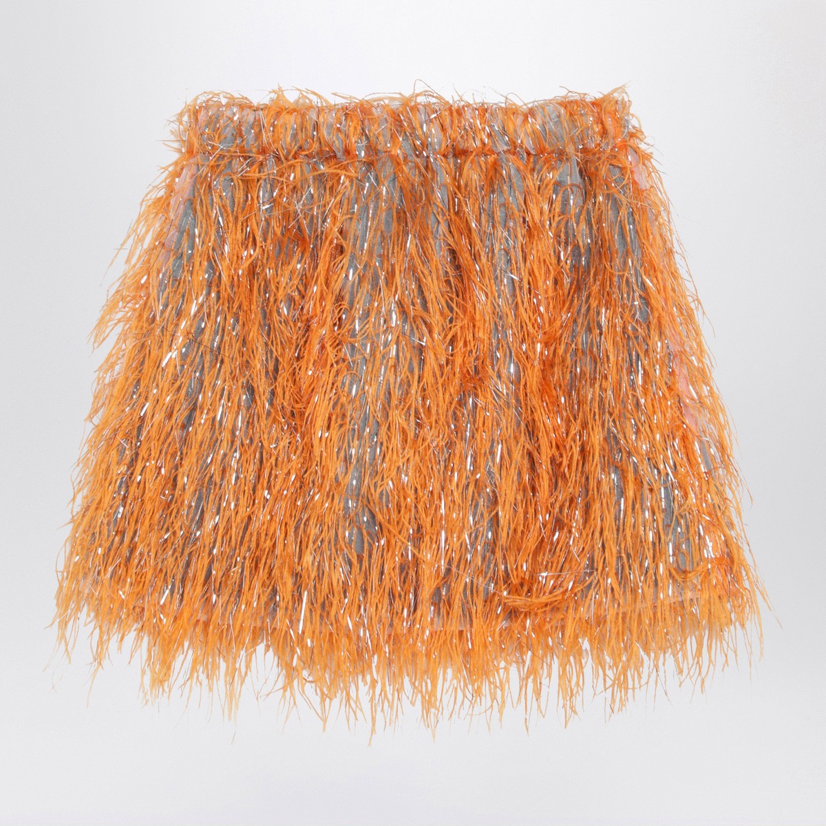 Douuod Douuod Orange Maracaibo skirt with feathers
