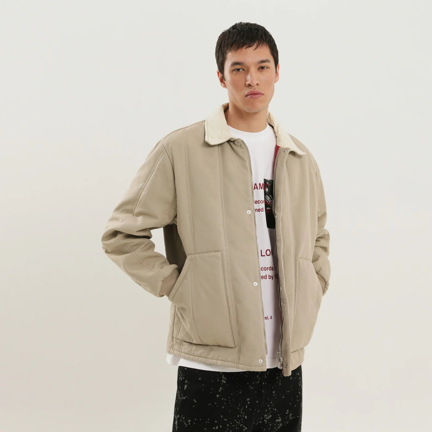1989 STUDIO Beige padded canvas jacket