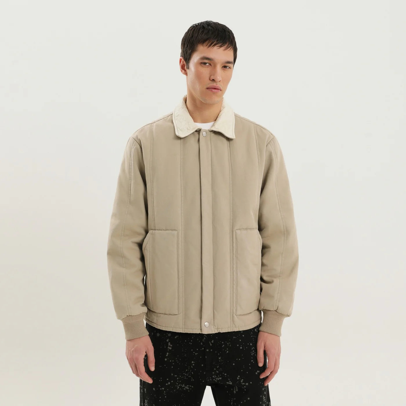 1989 STUDIO Beige padded canvas jacket