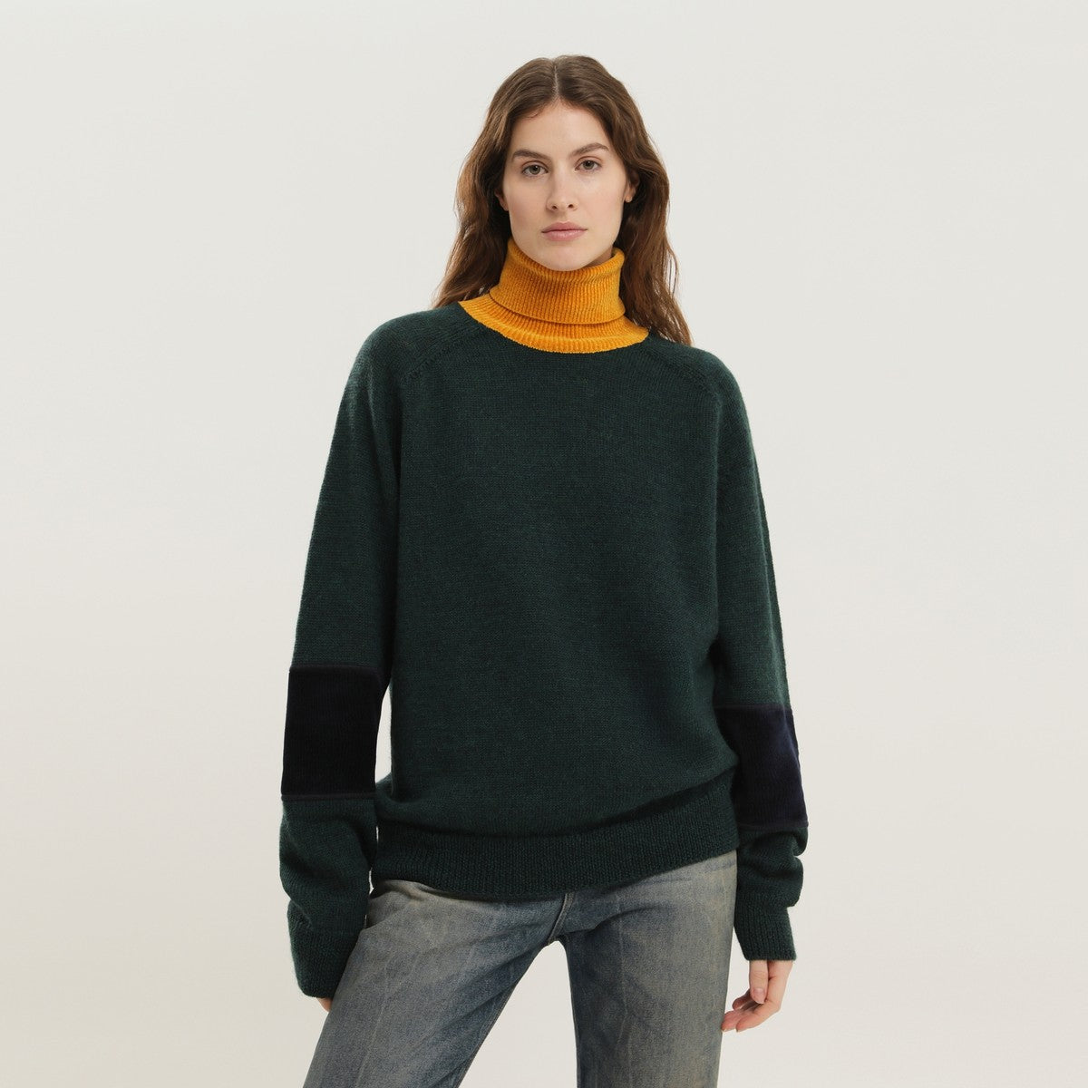 1989 STUDIO 1989 STUDIO Green and yellow turtleneck sweater