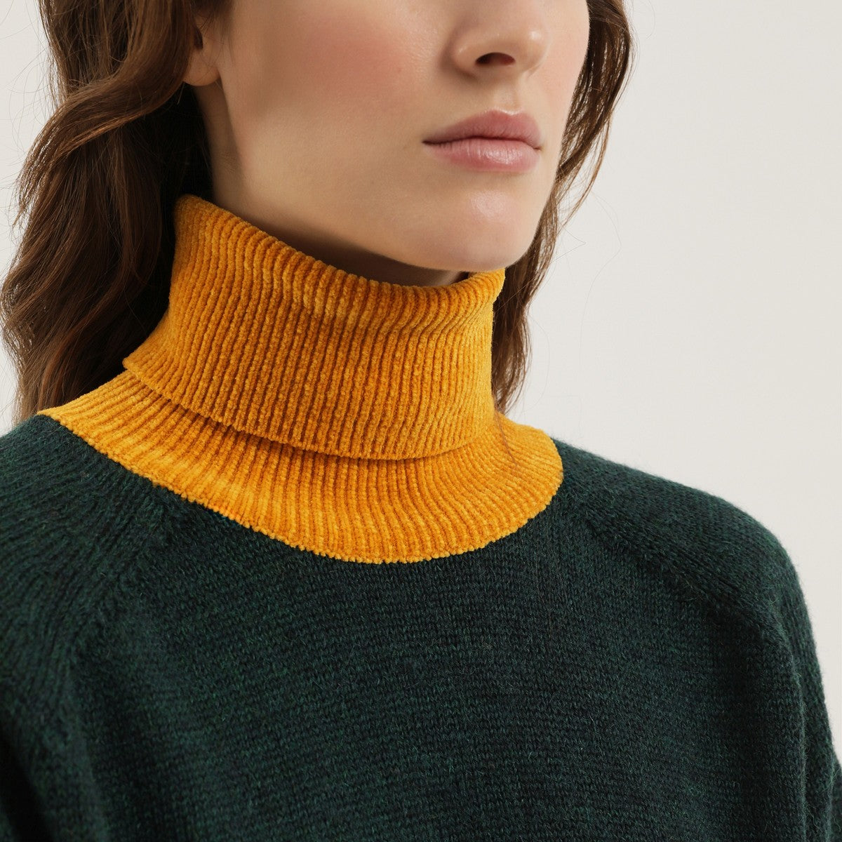 1989 STUDIO 1989 STUDIO Green and yellow turtleneck sweater