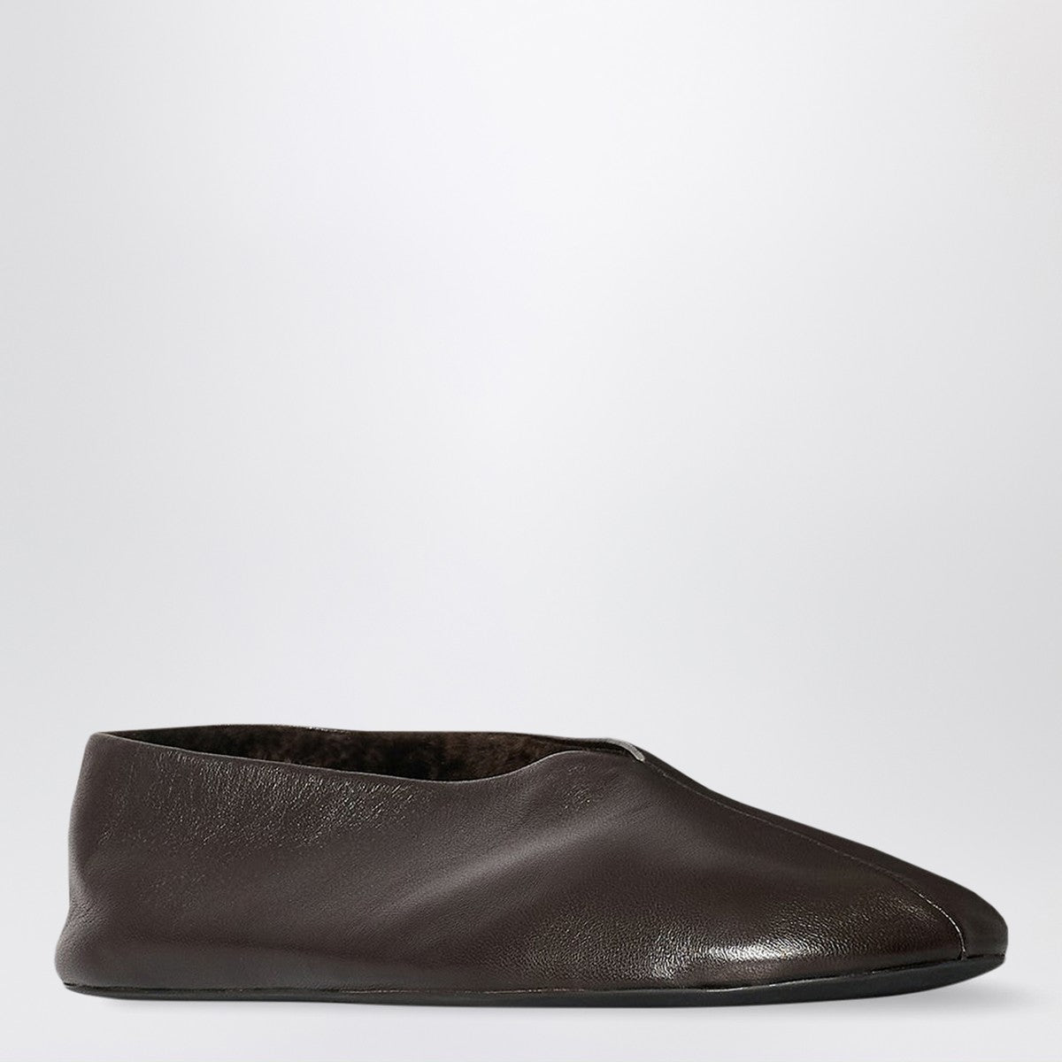 The Row Stella slippers brown in leather and shearling