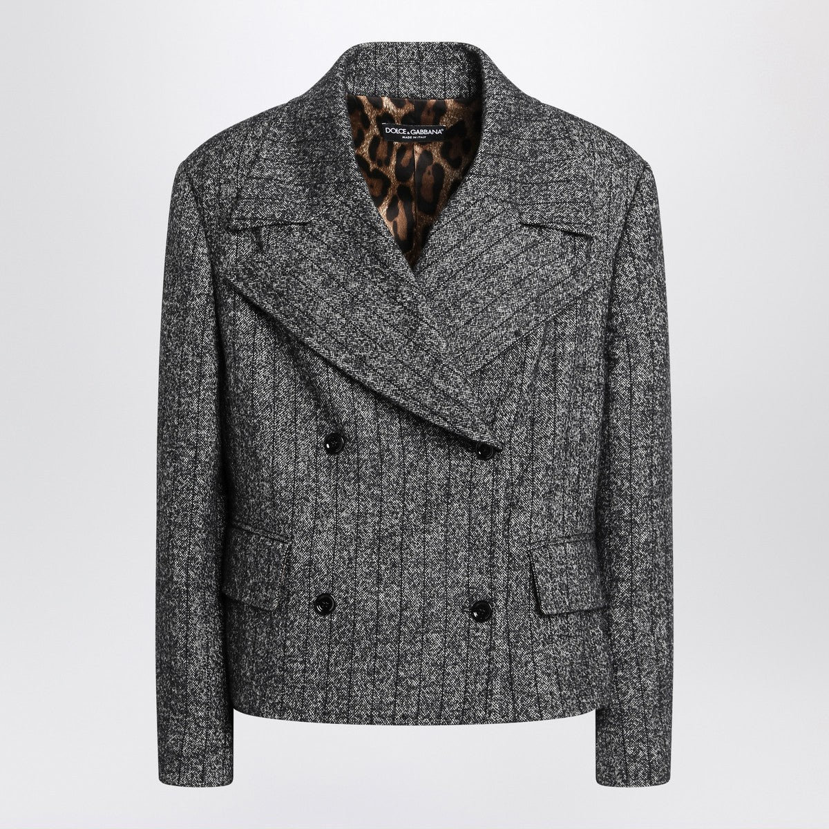 Dolce & Gabbana Dolce & Gabbana Dolce&Gabbana Dark grey short oversized striped jacket