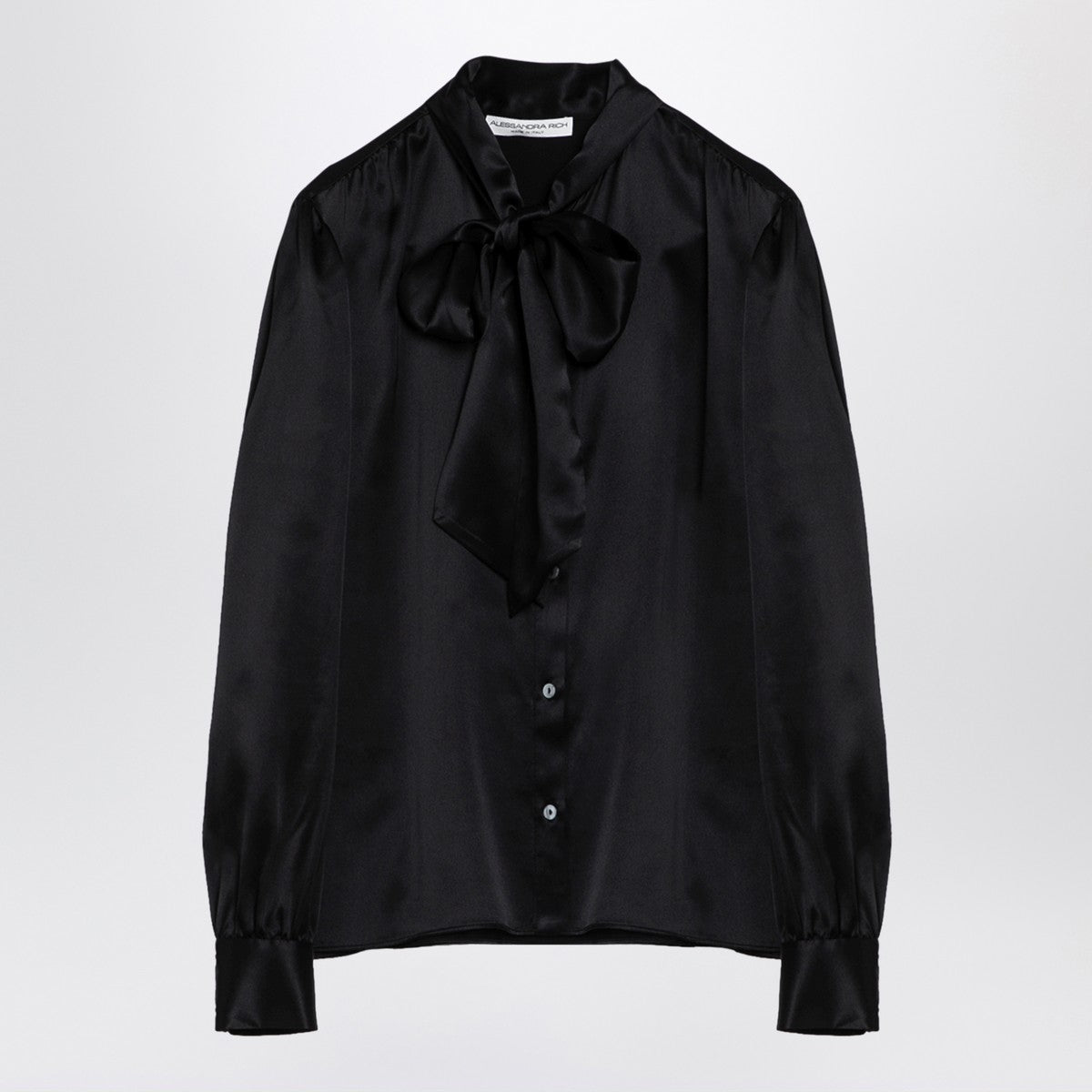 Alessandra Rich Alessandra Rich Black silk shirt with bow