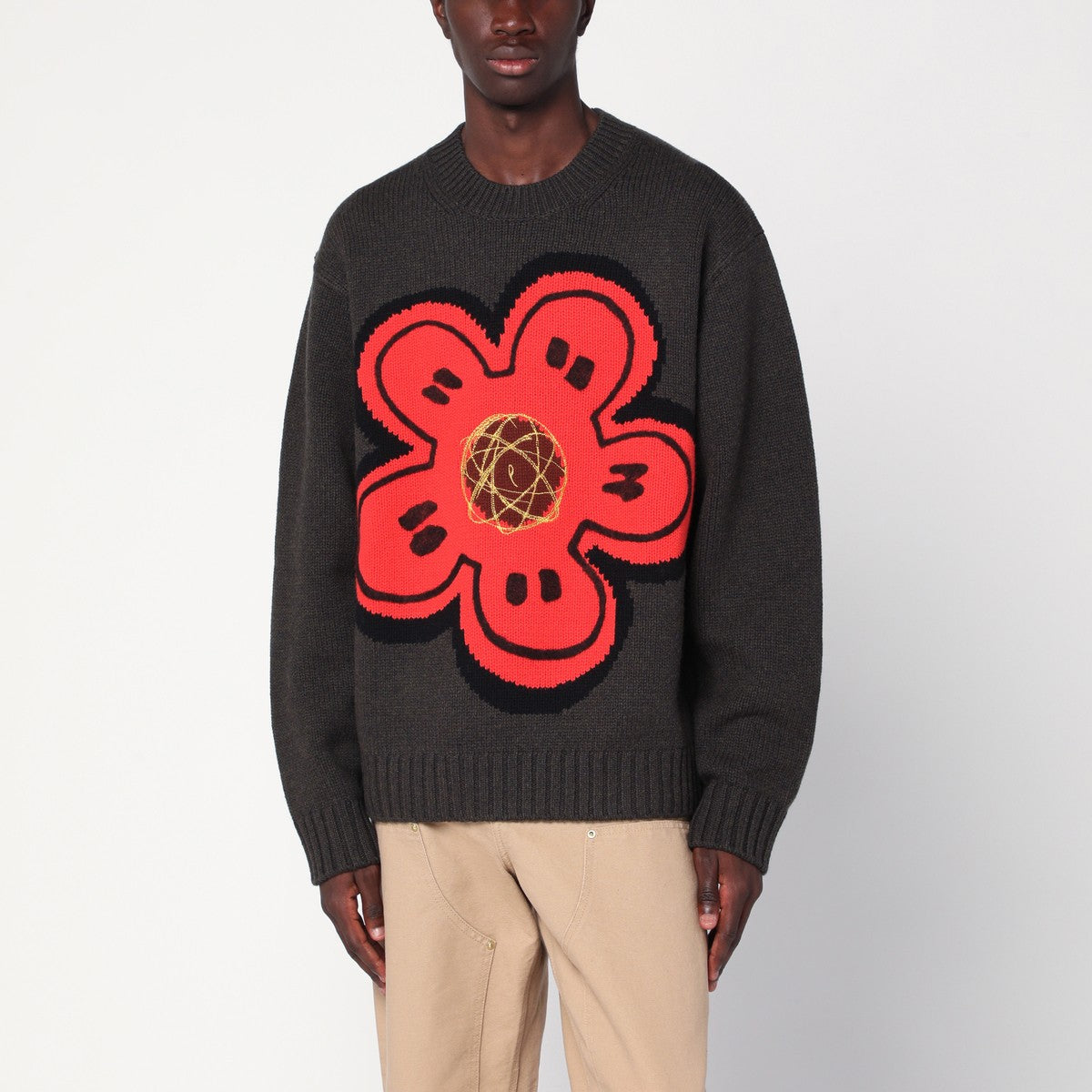 Kenzo Kenzo x Futura 2000 sweater in khaki wool