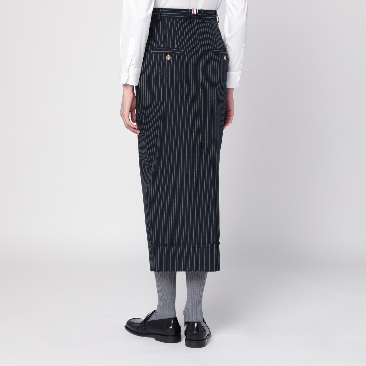 Thom Browne Thom Browne Navy blue pinstriped pencil skirt