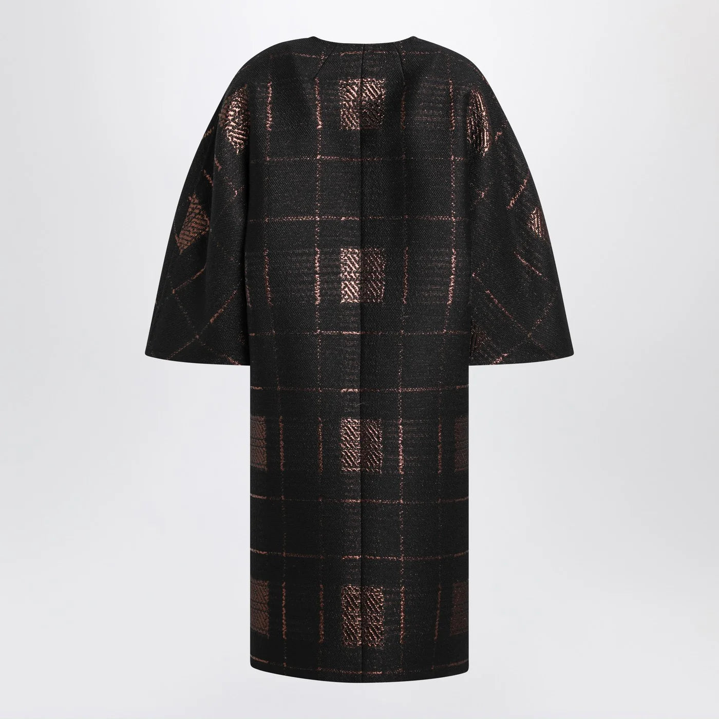 Max Mara Atelier Max Mara Atelier Black cocoon coat in jacquard lamé
