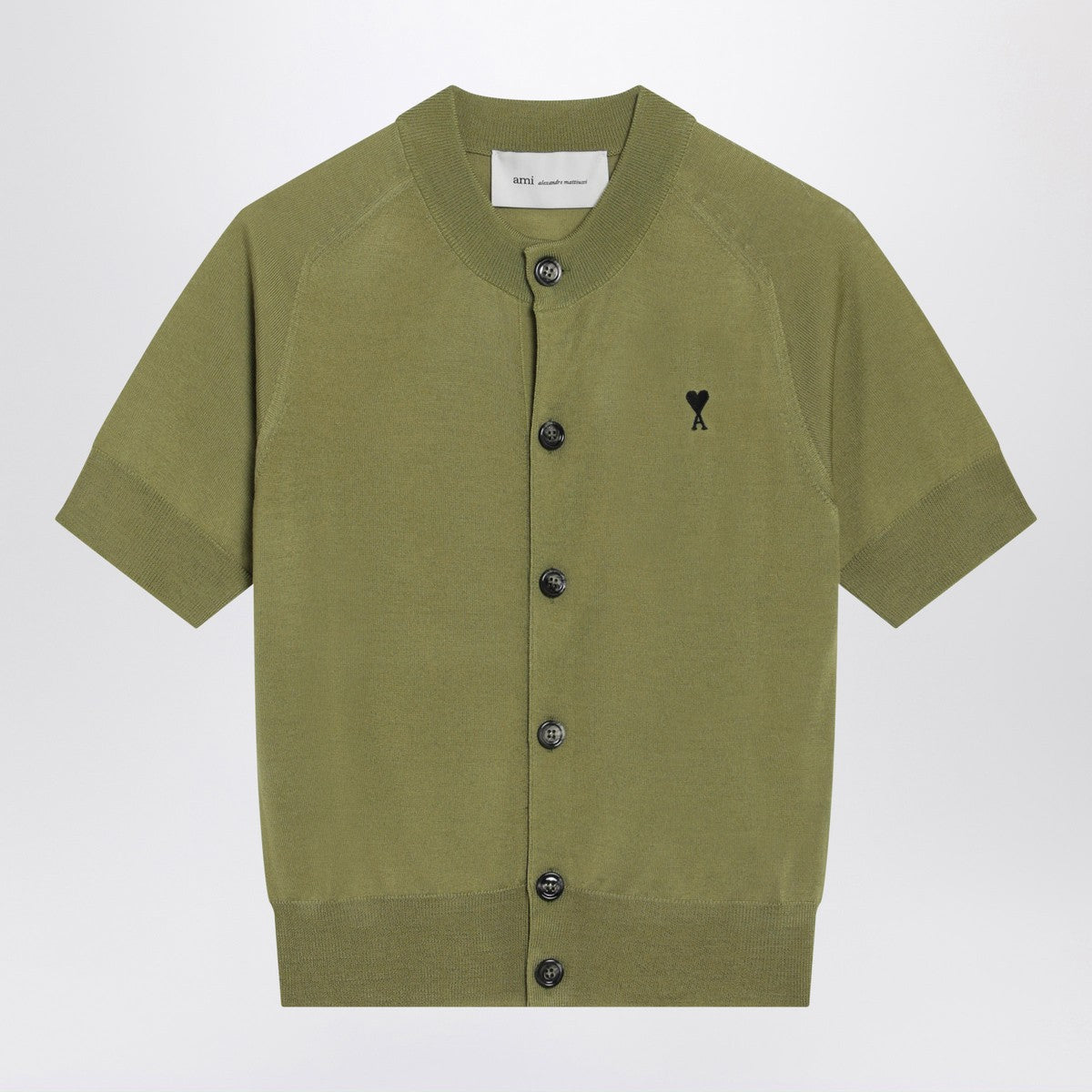 Ami Paris Matcha green Ami De Coeur wool cardigan