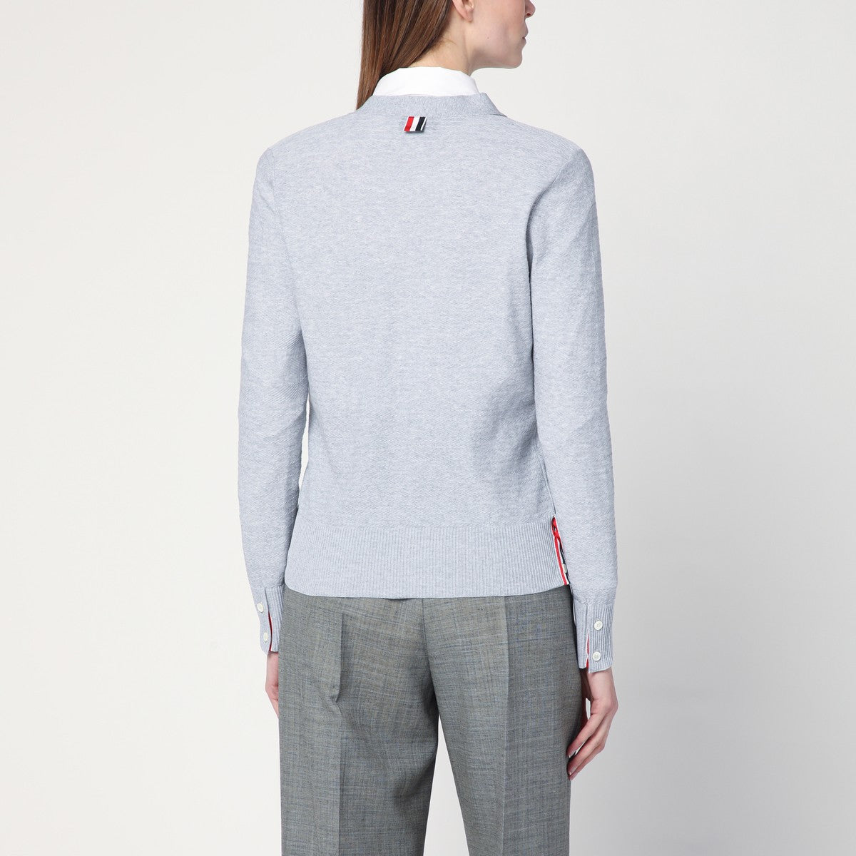 Thom Browne Thom Browne Light grey cardigan in cotton and silk