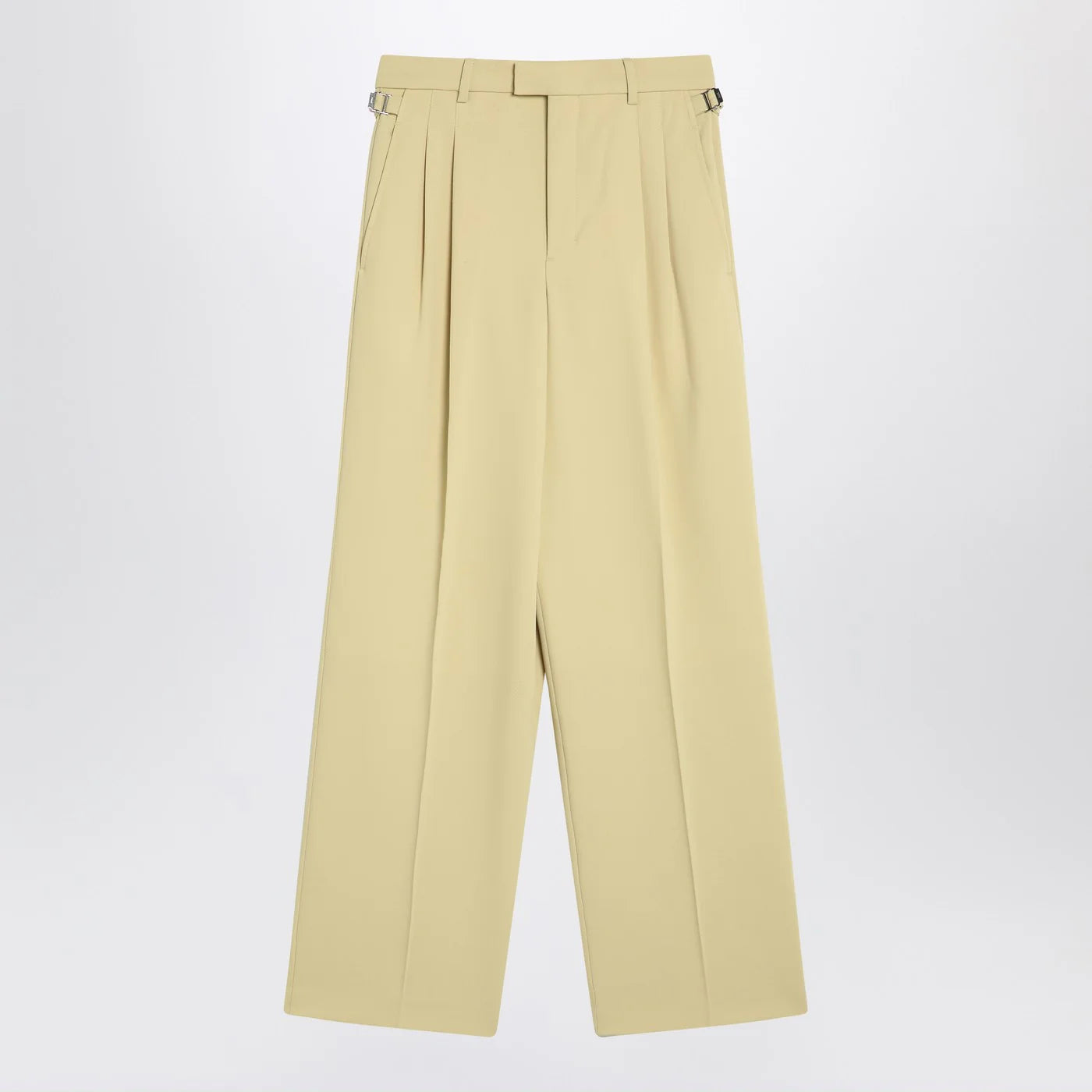 Ami Paris Wide lime-coloured wool trousers