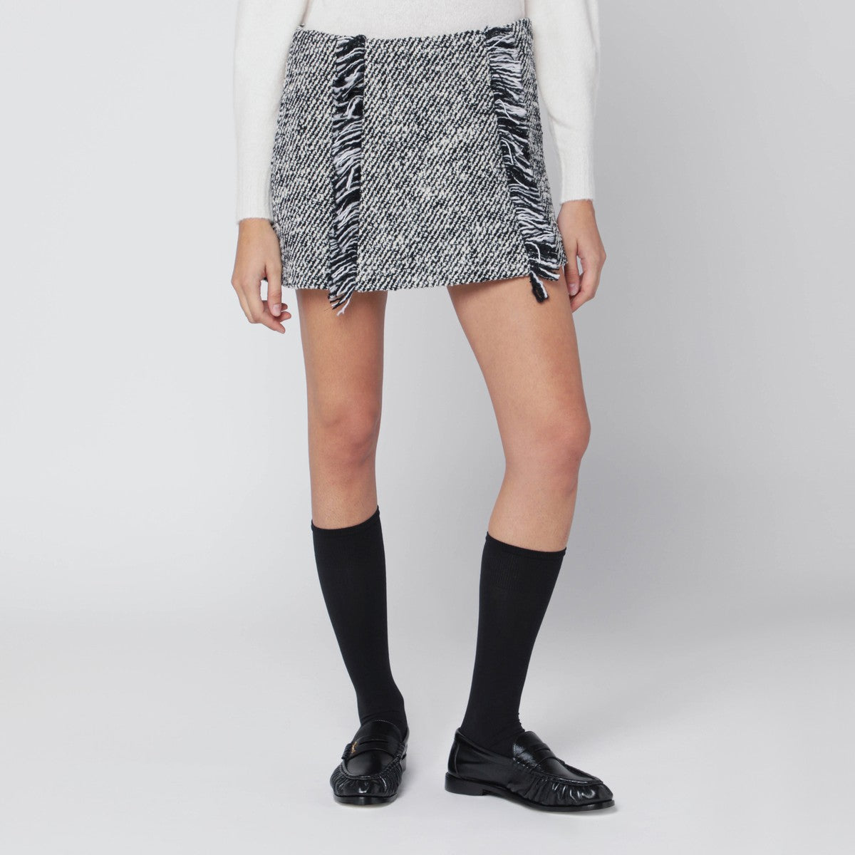Durazzi Milano Durazzi Milano Black/white patterned wool-blend mini skirt