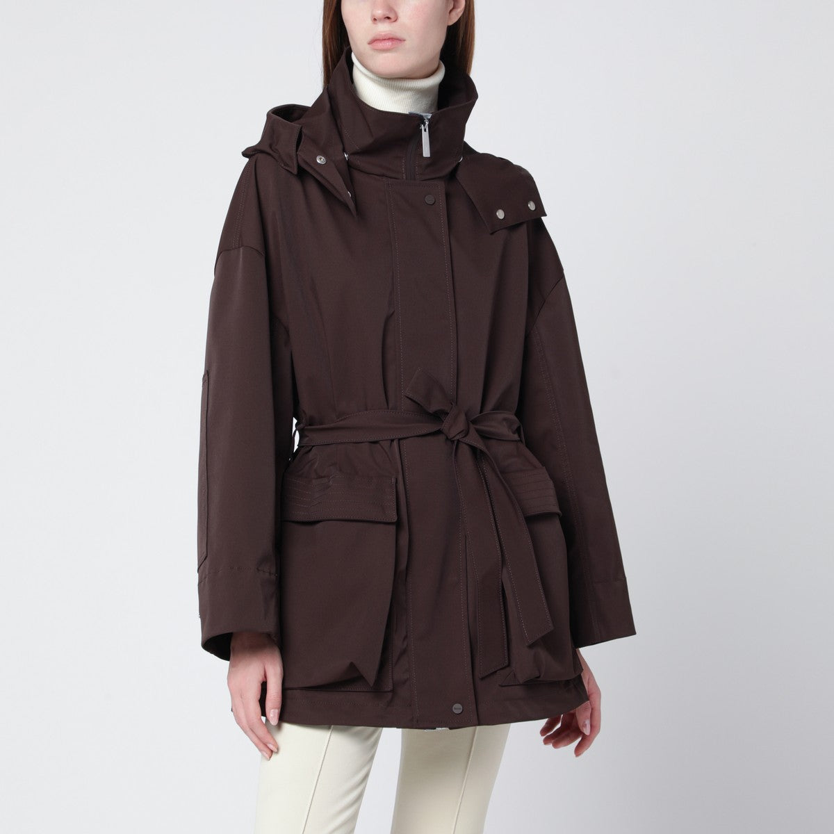 HERNO HERNO Short Laminar coffee-colored parka