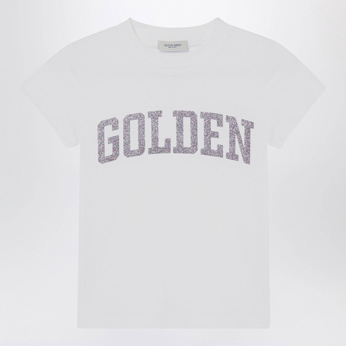 Golden Goose Golden Goose White T-shirt with Glitter Logo