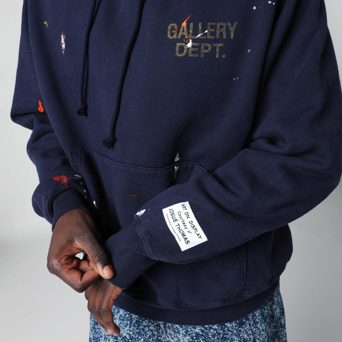 Gallery Dept. Gallery Dept. Vintage-effect navy blue GD Paint Logo hooded sweatshirt