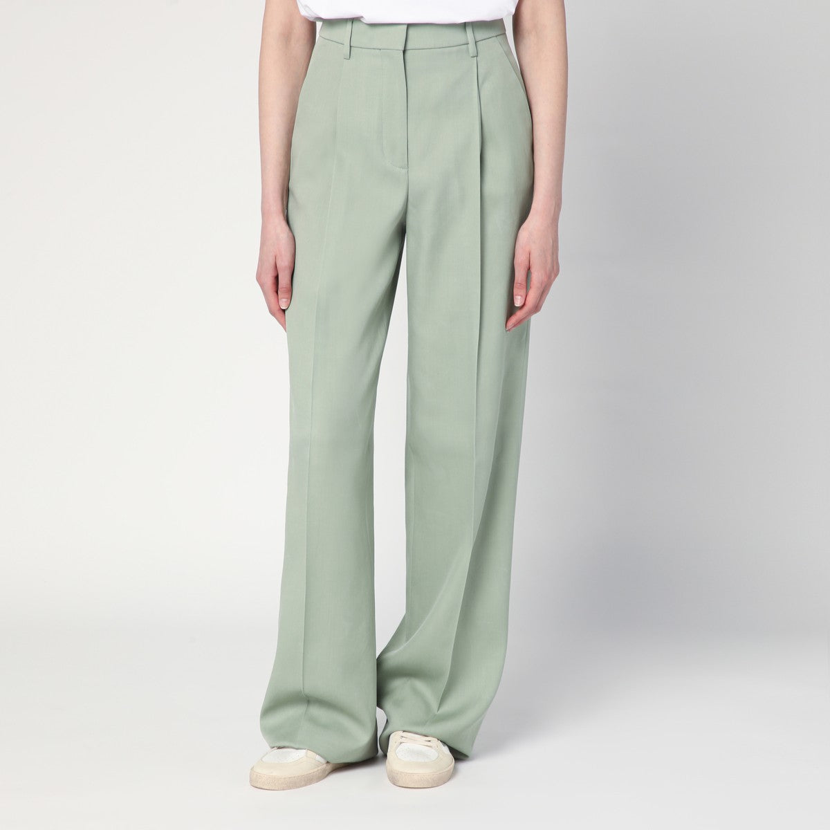 Golden Goose Golden Goose Wide-leg light green wool trousers