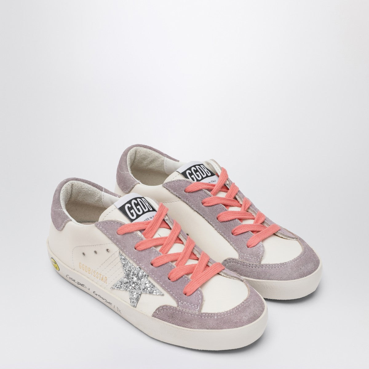 Golden Goose Golden Goose White leather and lilac suede Super-Star sneakers
