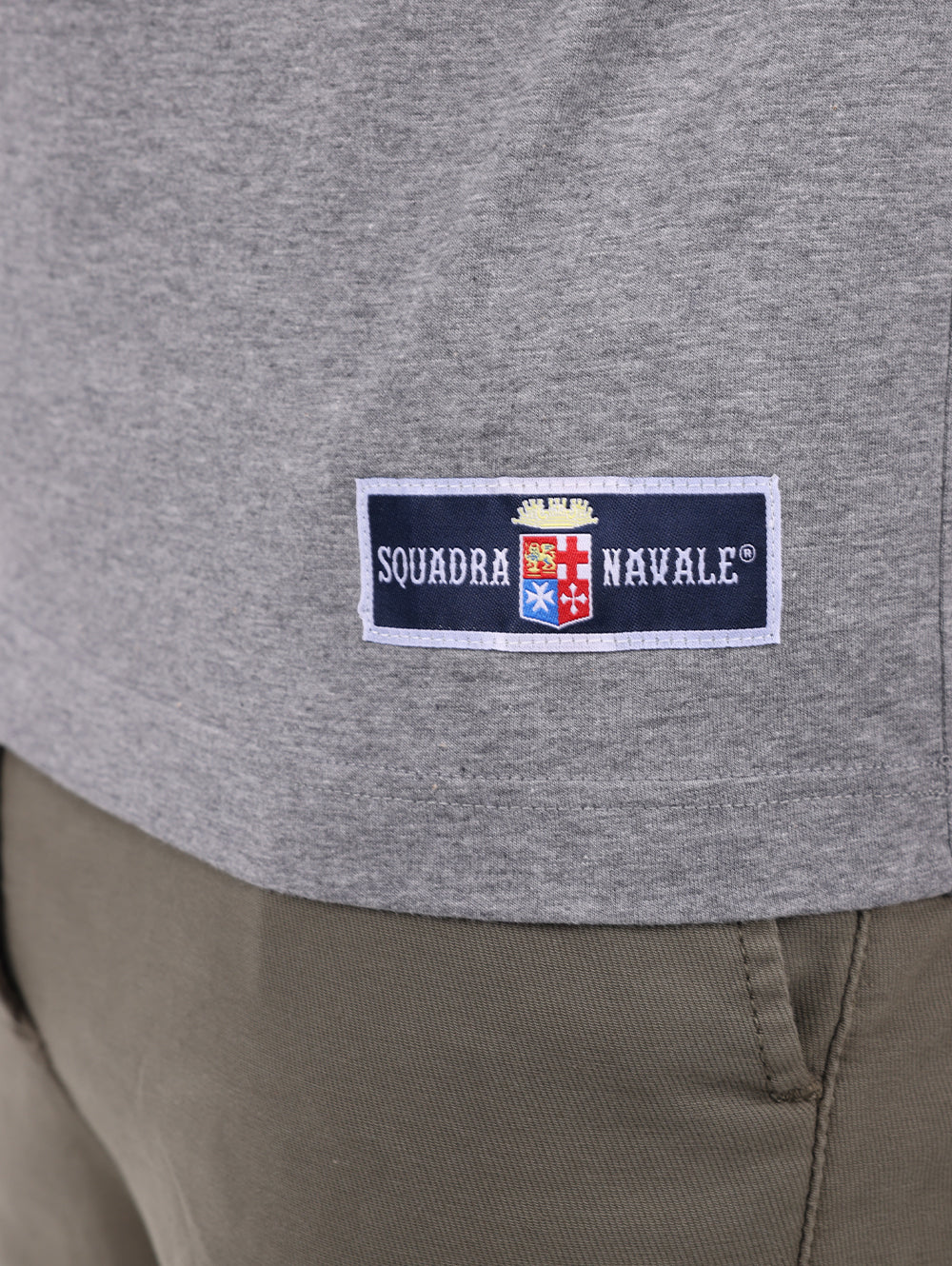 Squadra Navale Grey/Blue Cotton Crew Neck Men’s T-Shirt Detail