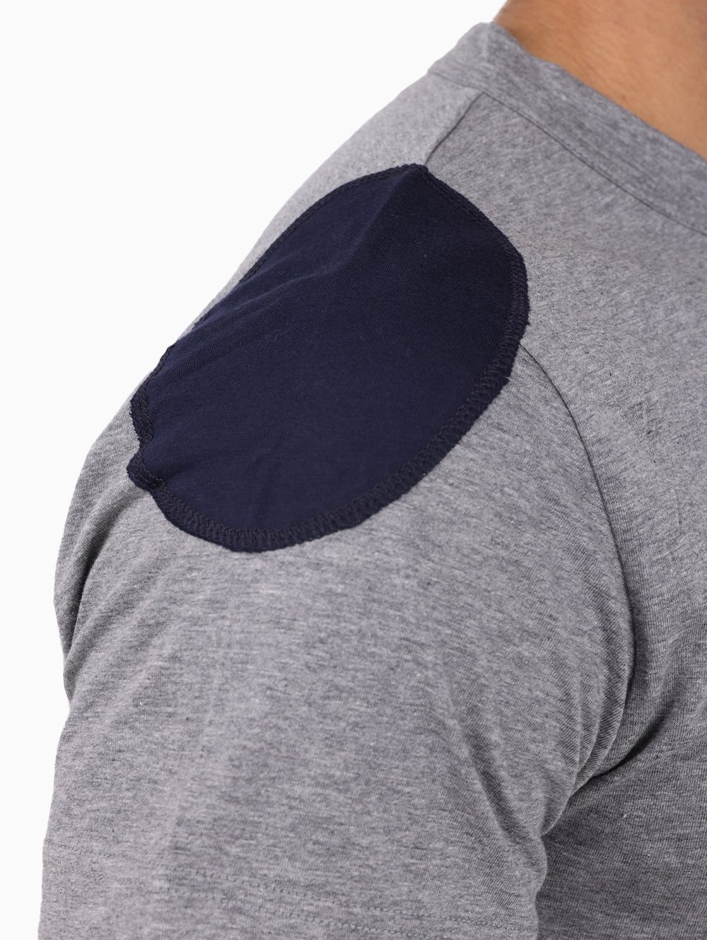 Squadra Navale Grey/Blue Cotton Crew Neck Men’s T-Shirt Close-up Detail