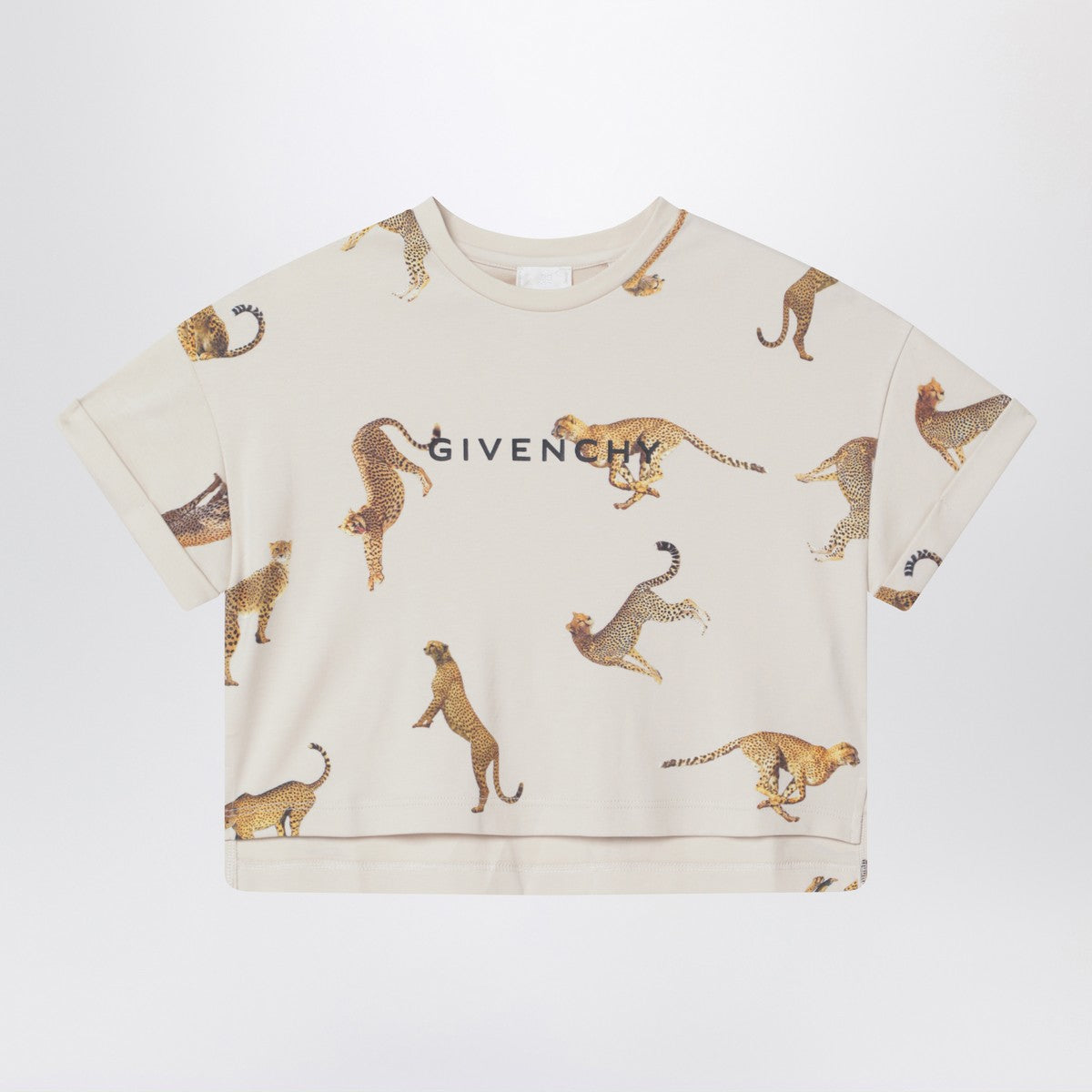 Givenchy Givenchy Cream crop T-shirt with leopards