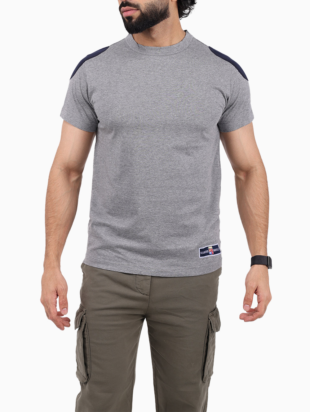 Squadra Navale Grey/Blue TOPPE MONOCOLORE Men’s Cotton T-Shirt Front Model View