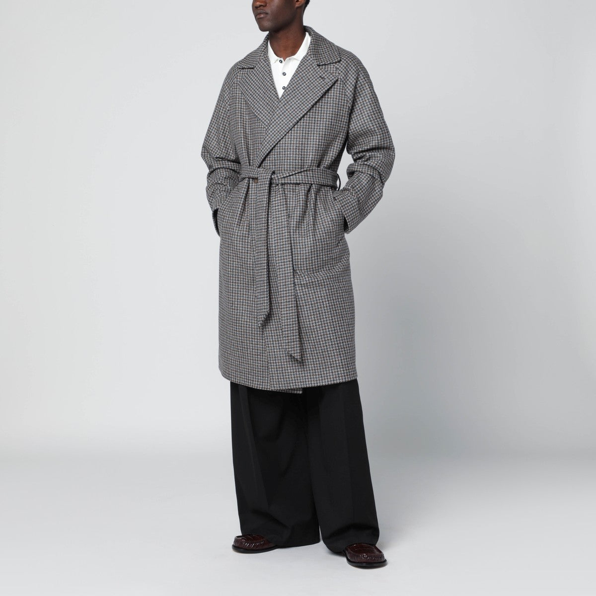 Tagliatore Tagliatore Houndstooth belt coat