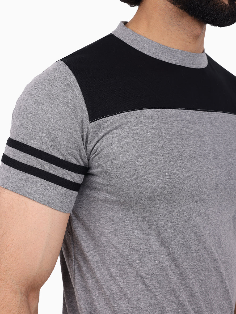 Squadra Navale Men’s Contrast Panel T-Shirt – Grey & Black
