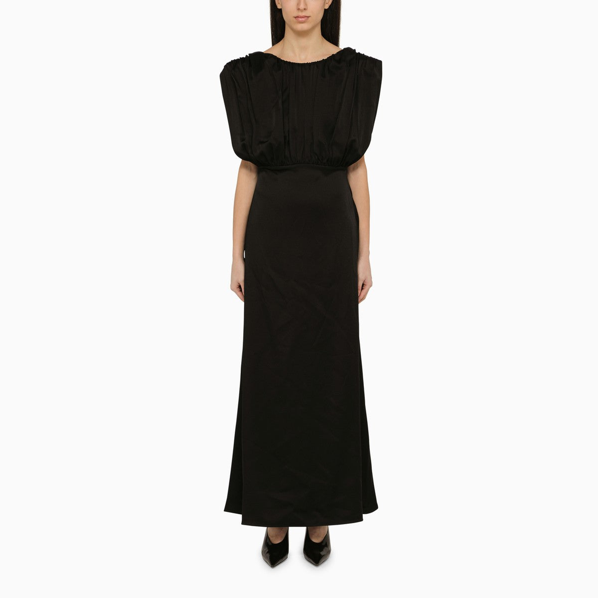 Jil Sander Jil Sander Long dress with black ruffles