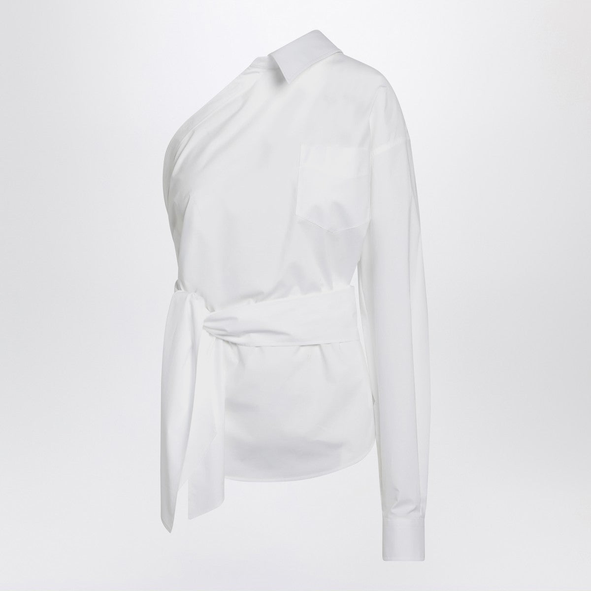 Moschino Moschino One-shoulder white shirt with sash