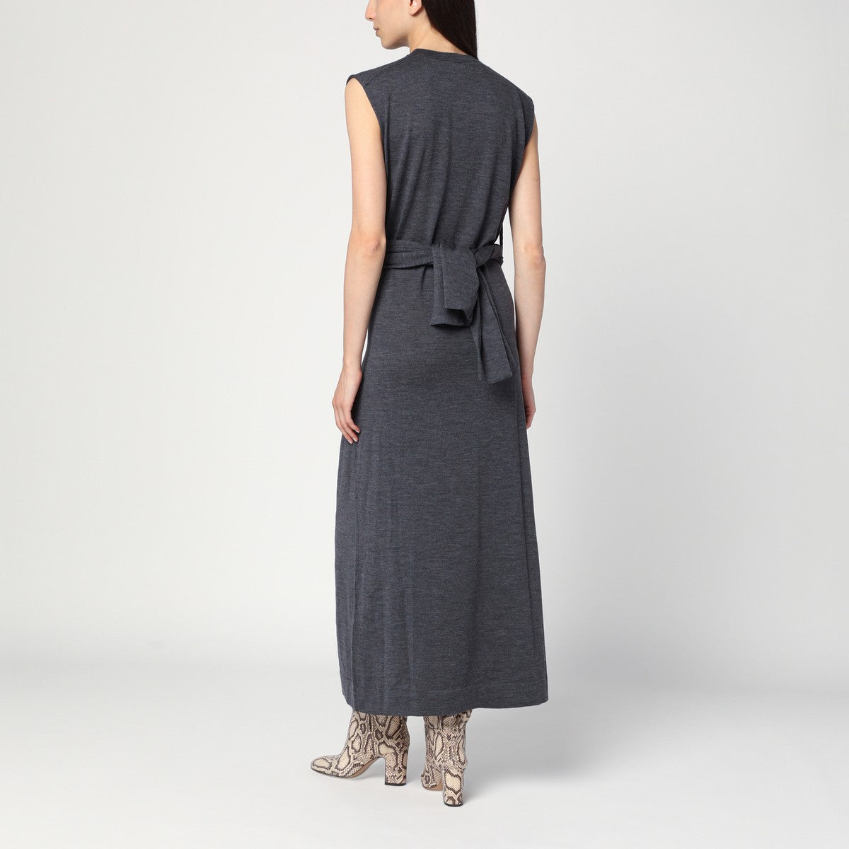 Jil Sander Jil Sander Gray dress in wool with crossover detail