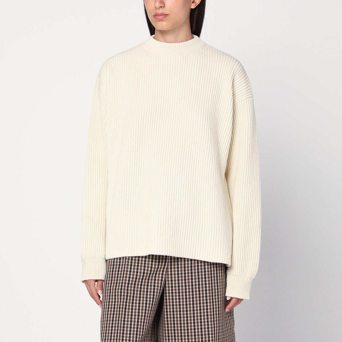Jil Sander Jil Sander White ribbed crewneck sweater