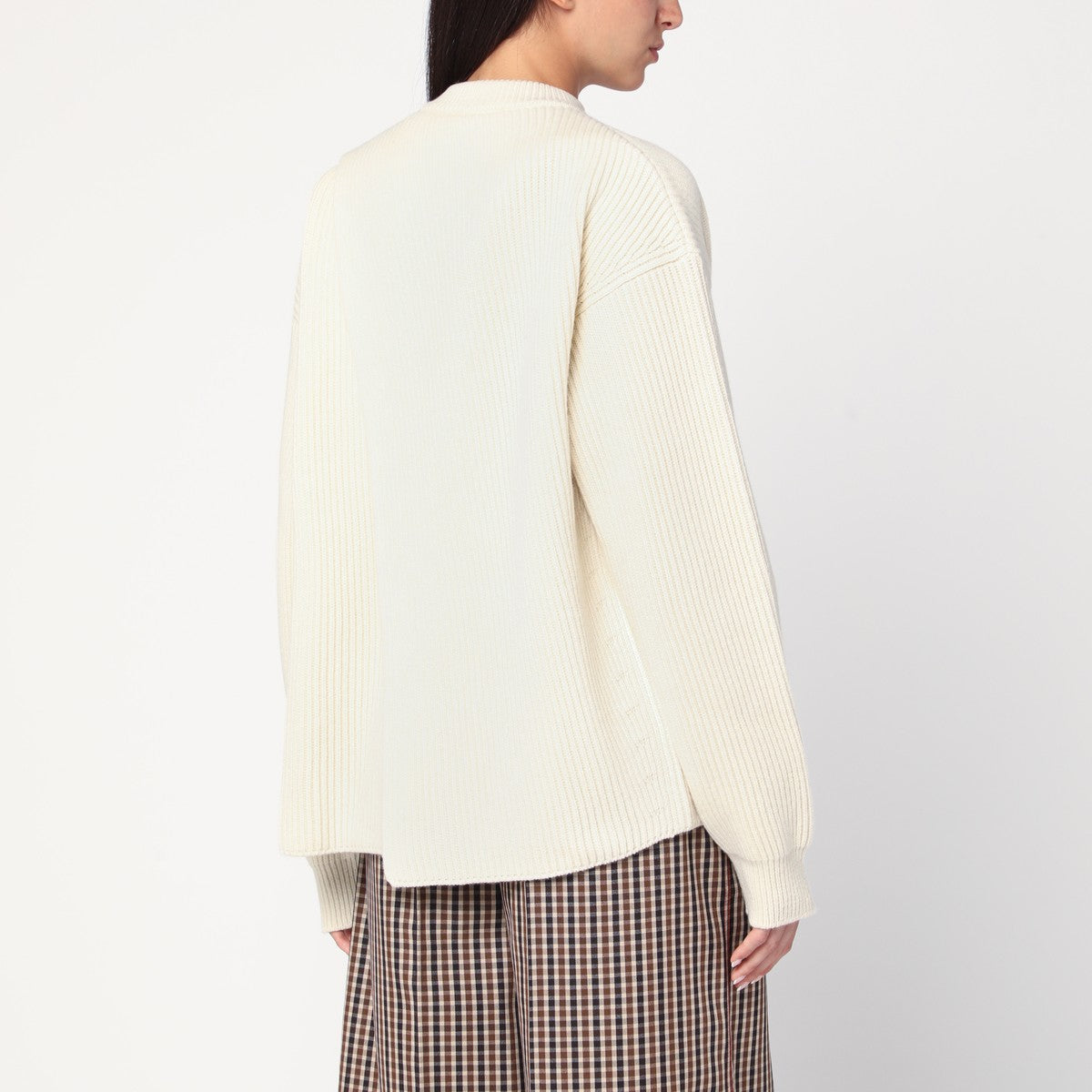 Jil Sander Jil Sander White ribbed crewneck sweater