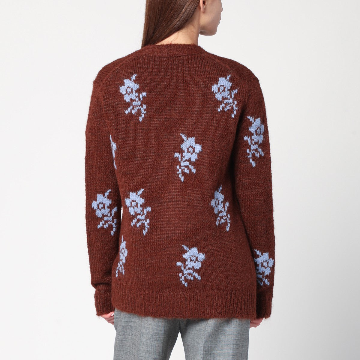 Jil Sander Jil Sander Brown cardigan with floral inlay