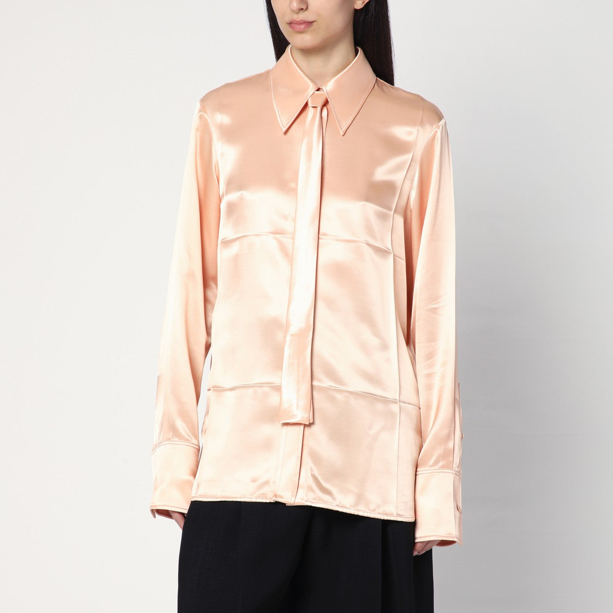 Jil Sander Jil Sander Shirt with pink tie in shiny viscose blend