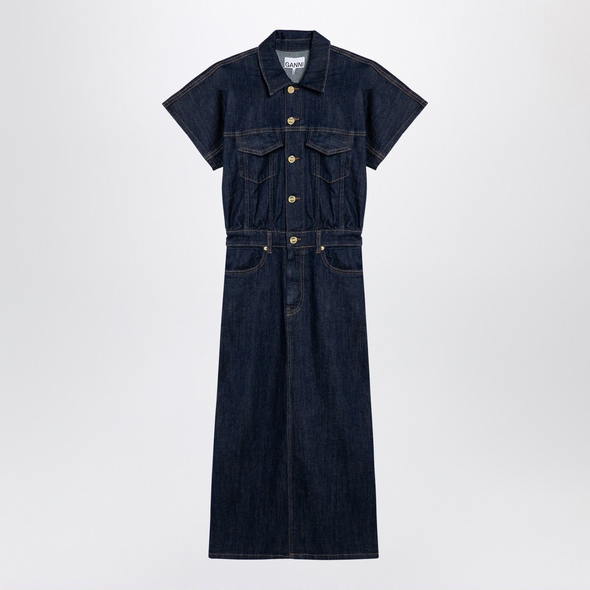 Ganni GANNI Blue midi dress in organic denim