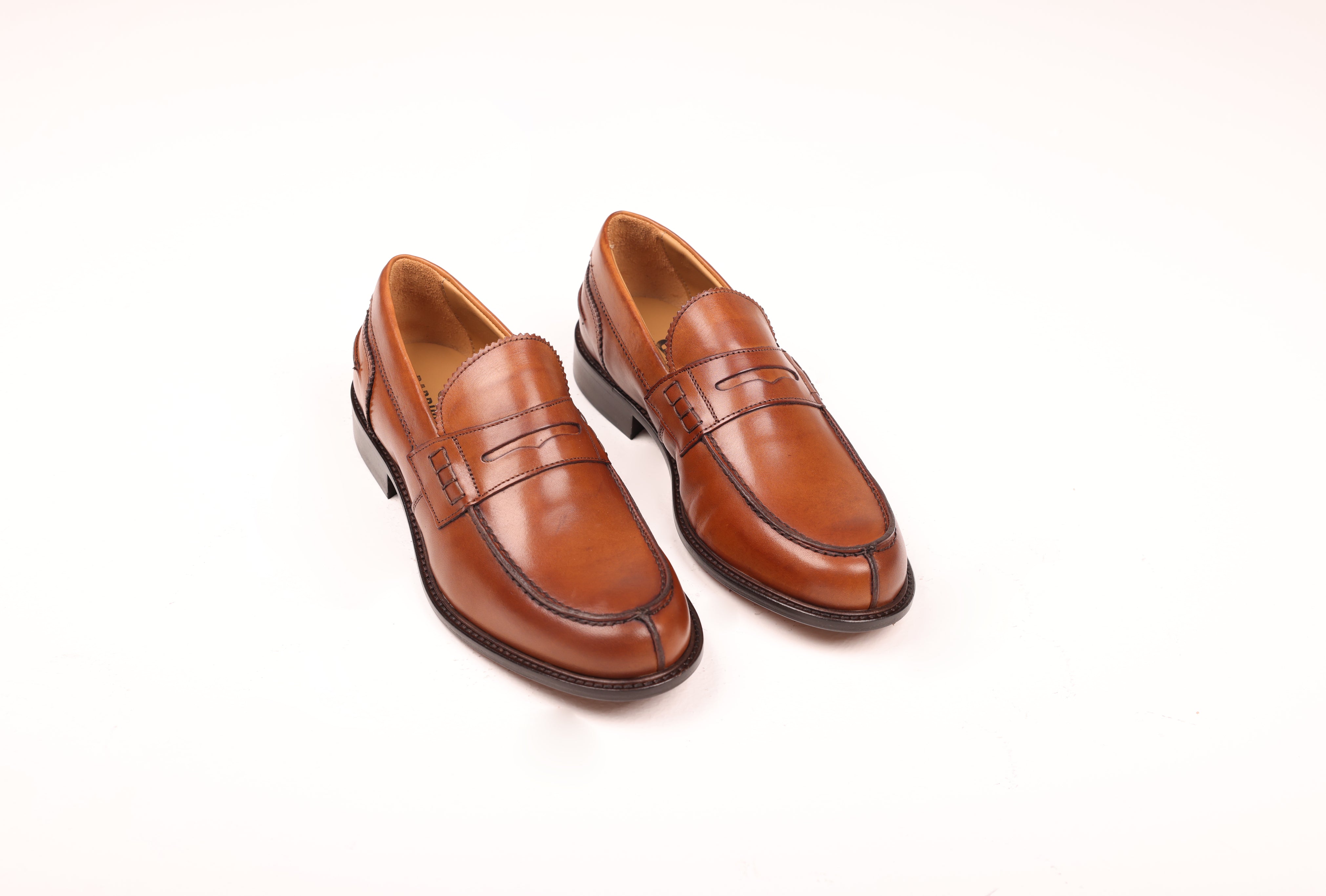 Cognac men’s leather loafers Italian handmade