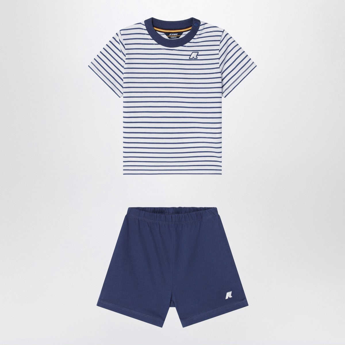 K-Way K-Way Two-piece blue striped cotton outfit