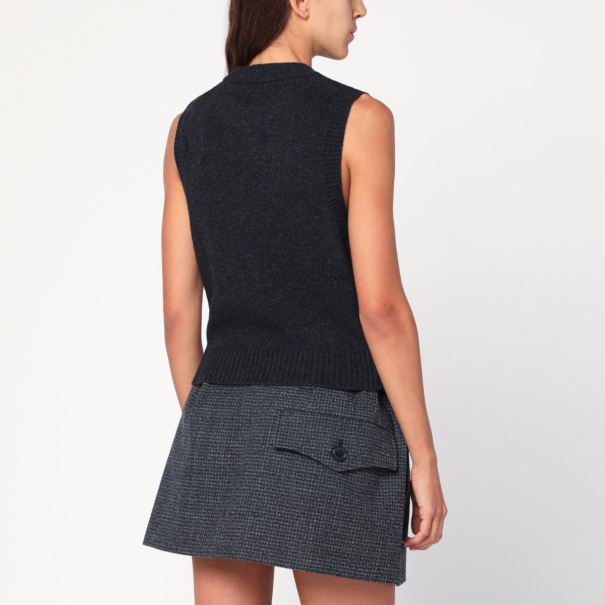 Ganni GANNI Dark grey Rose wool-blend vest