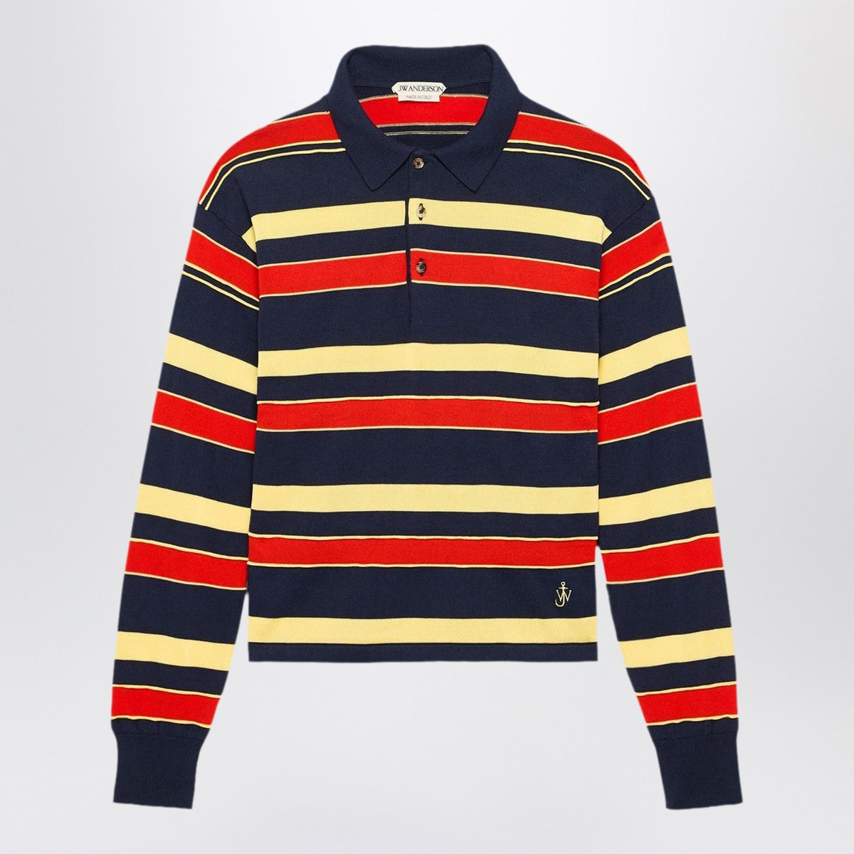 JW Anderson Navy striped cotton-blend polo shirt