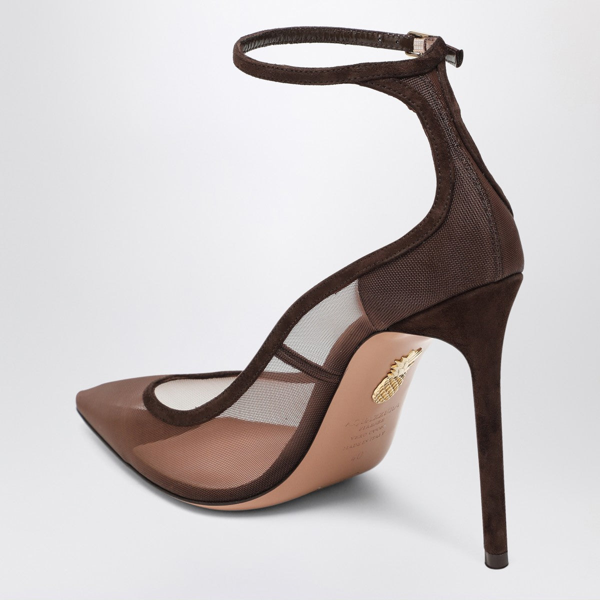 Aquazzura Aquazzura Decolleté Love Affair 105 in mesh with brown suede