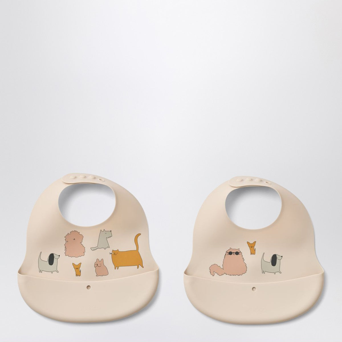 Liewood Liewood Set of two Ember bibs in pink/sand Cats and Dogs